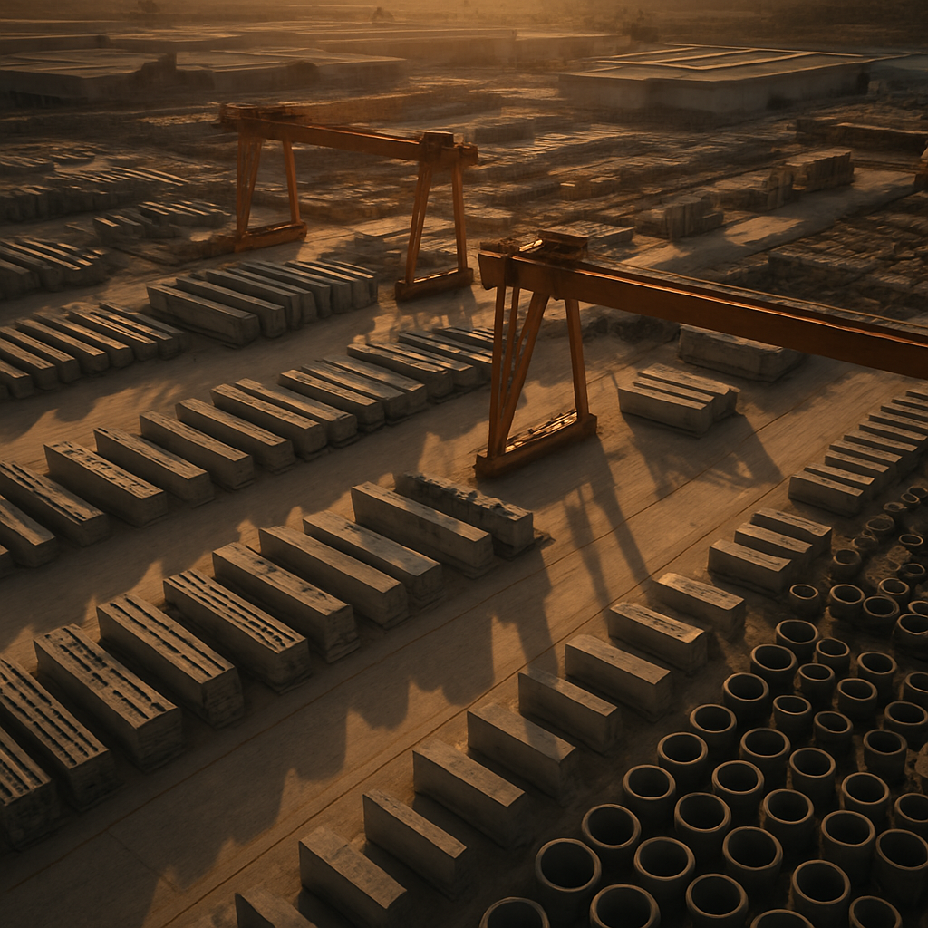 Vista a&eacute;rea de la planta industrial Quetzal Block al atardecer